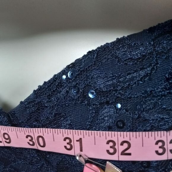 NWOT Quiz Bardot Embellished Sequin Cocktail Formal Prom Gown Navy Blue 4 - Picture 11 of 12